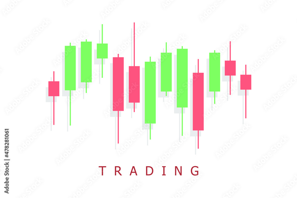 Trading icon illustration with candles. Rise and fall graph. Vector EPS 10 Trading icon illustration with candles. Rise and fall graph. Vector EPS 10