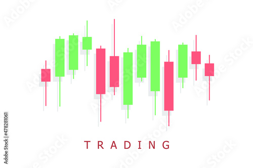 Trading icon illustration with candles. Rise and fall graph. Vector EPS 10