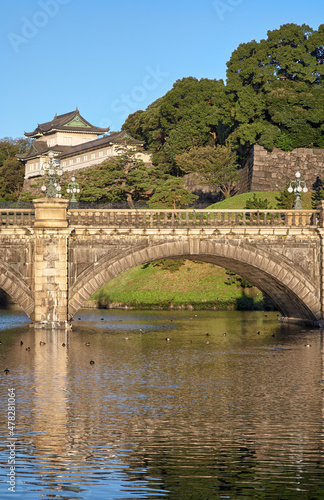 Stone bridge and Fushimi Turret at the Imperial Palace Main Gate photo