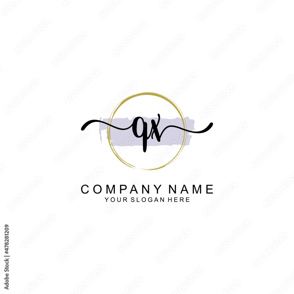 QX Initial handwriting logo with circle hand drawn template vector