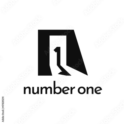 Silhouette Number 1 One First Winner Win Best Champion Victory Leader logo design