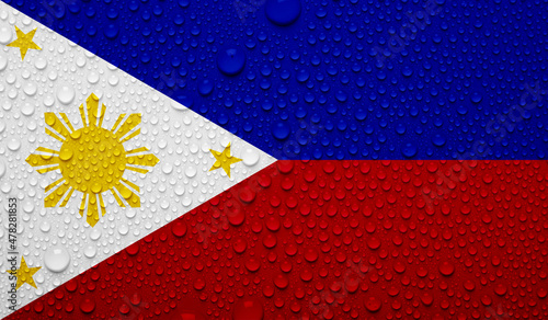 Philippines flag on water texture. 3D image
