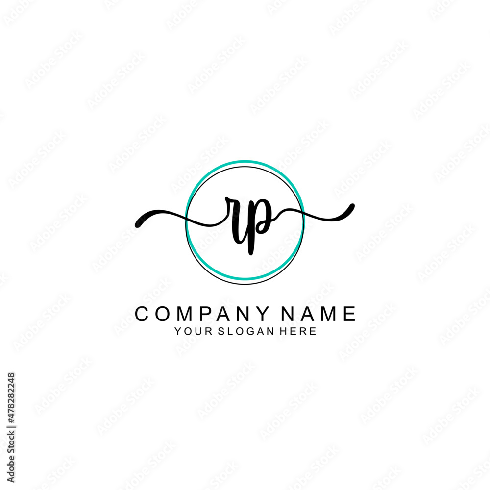 RP Initial handwriting logo with circle hand drawn template vector RP Initial handwriting logo with circle hand drawn template vector
