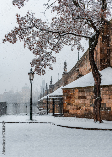 winter, snow, house, landscape, cold, tree, nature, forest, home, building, wood, christmas, wooden, white, urban, sky, prague, cottage, trees, old, village, season, history, romantic, charles bridge