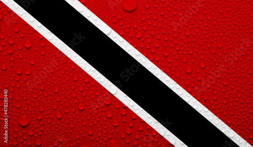 Trinidad and Tobago flag on water texture. 3D image photo