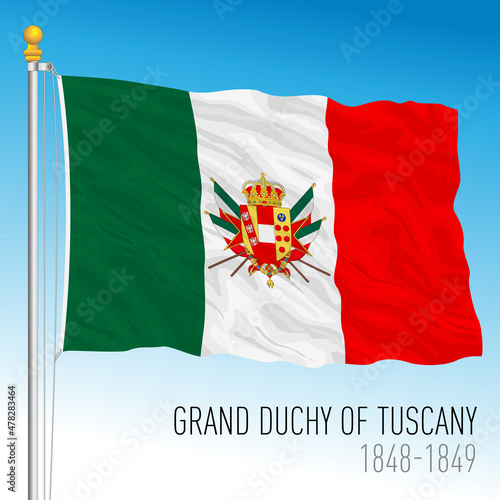Grand Duchy of Tuscany historical state flag, Tuscany, Italy, ancient preunitary country, 1848 - 1849, vector illustration photo
