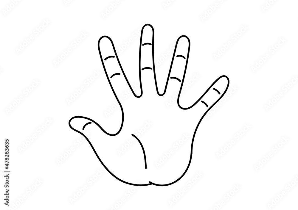 hand drawn illustration of a finger showing the number five on white background hand drawn illustration of a finger showing the number five on white background