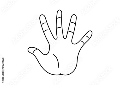 hand drawn illustration of a finger showing the number five on white background