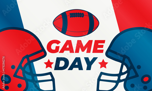 Game Day. American football playoff after the regular season in the United States. Seven teams from each of the league's two conferences qualify for the playoffs. Sport poster, banner design.  photo