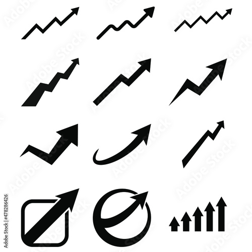 Growth Trend Chart icon vector set. Profit graph illustration sign collection. up arrow symbol or logo.
