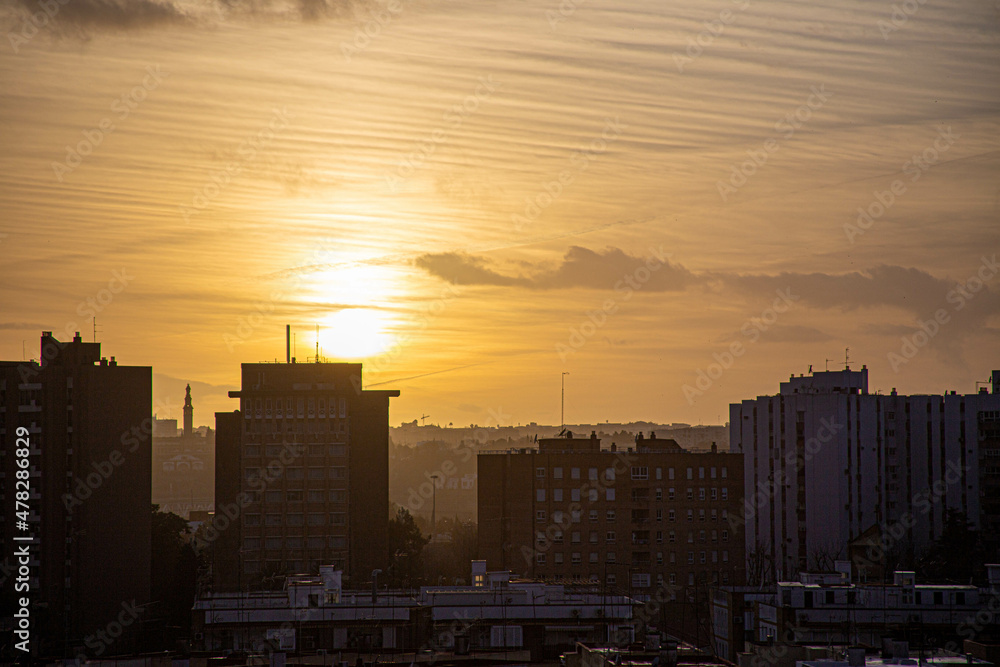 Fototapeta premium Bella puesta de sol ciudad