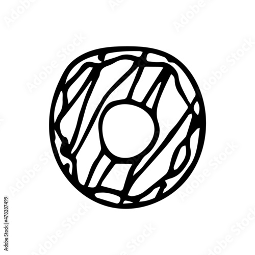 Hand drawn doodle cute donut. Vector doughnut clipart. Outline.