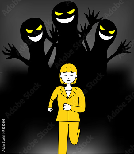 嫌な人やブラック企業などから逃げる女性_背景あり