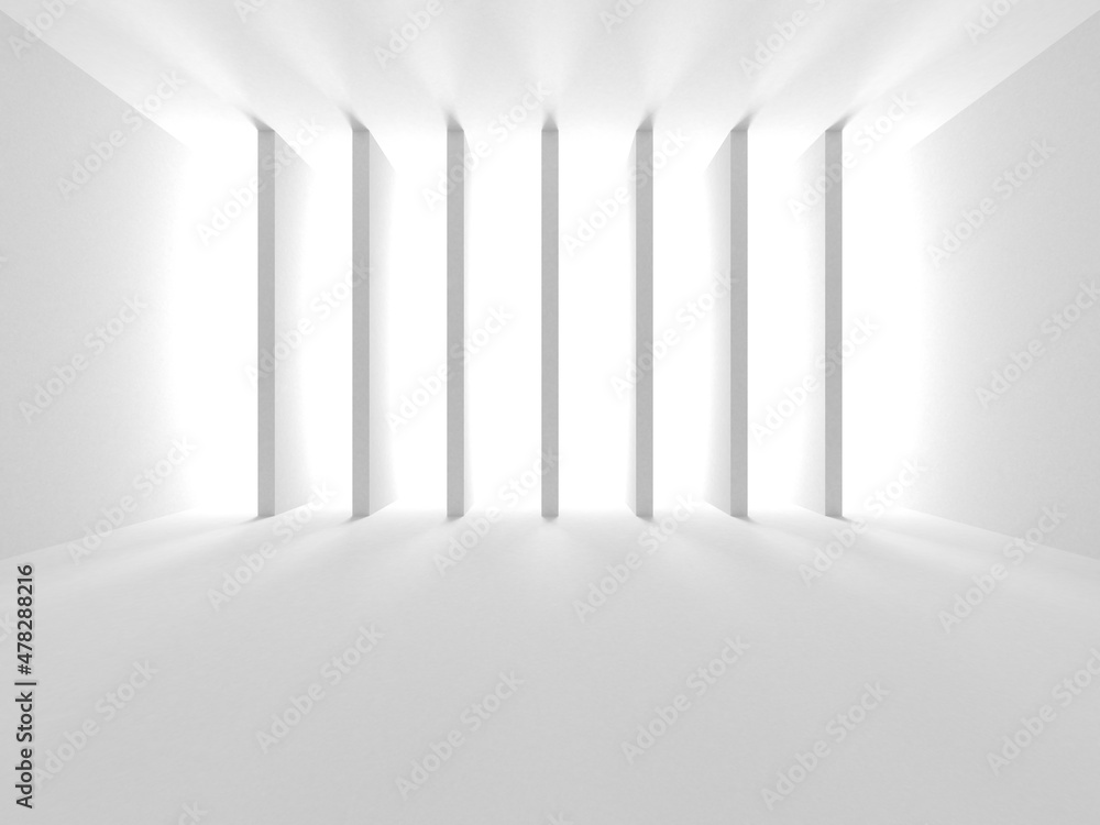 Fototapeta premium Illuminated corridor interior design. Empty Room Interior Background