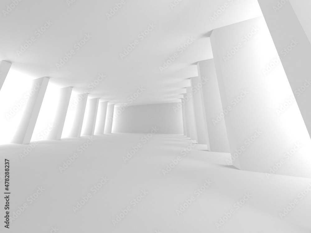 Obraz premium Illuminated corridor interior design. Empty Room Interior Background