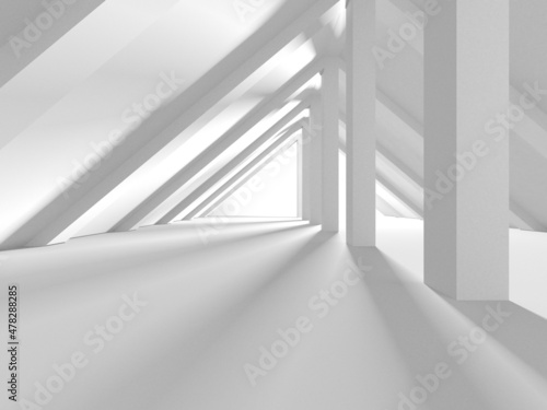 Illuminated corridor interior design. Empty Room Interior Background