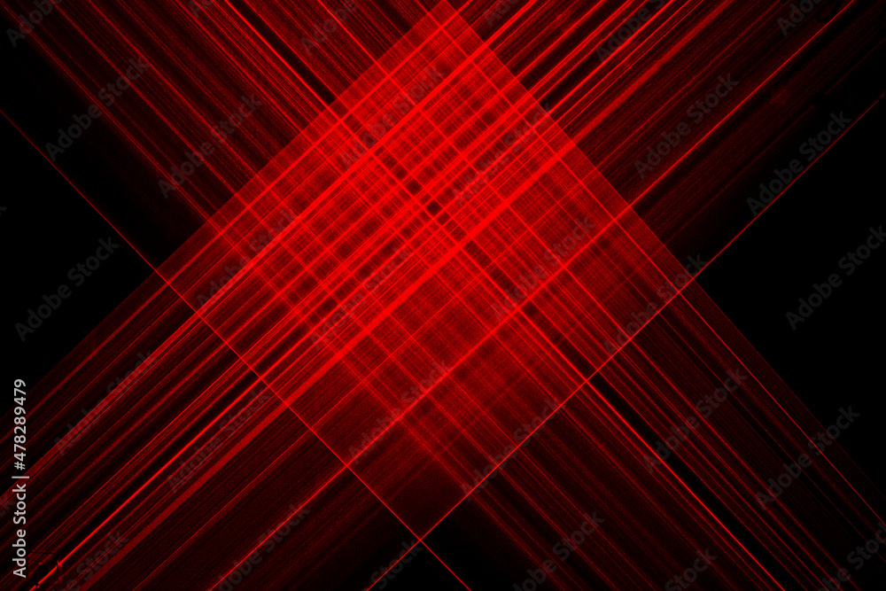 Abstract red lines drawn by light on a black background
