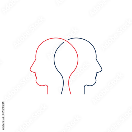 Two linear female heads. Mi...
