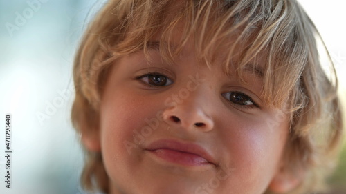 Portrait blond child boy close-up face