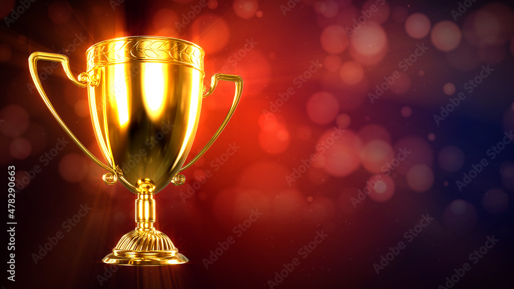 shining award cup on bokeh background - abstract 3D rendering shining award cup on bokeh background - abstract 3D rendering