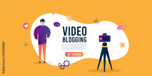 Video blog conceptual illustration for your design