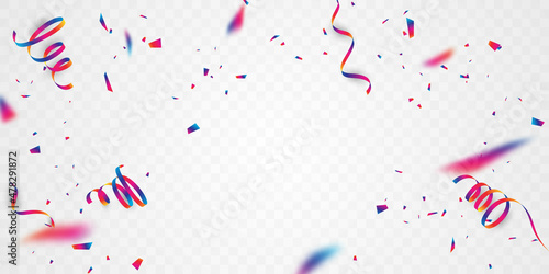 Vector illustration of colorful confetti for a fun party background.