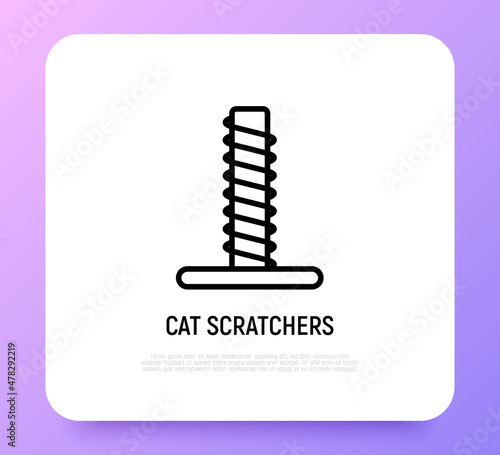 Cat scratcher thin line icon. Modern vector illustration for pet shop.