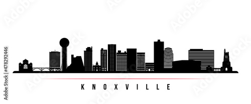 Knoxville skyline horizontal banner. Black and white silhouette of Knoxville, Tennessee. Vector template for your design.