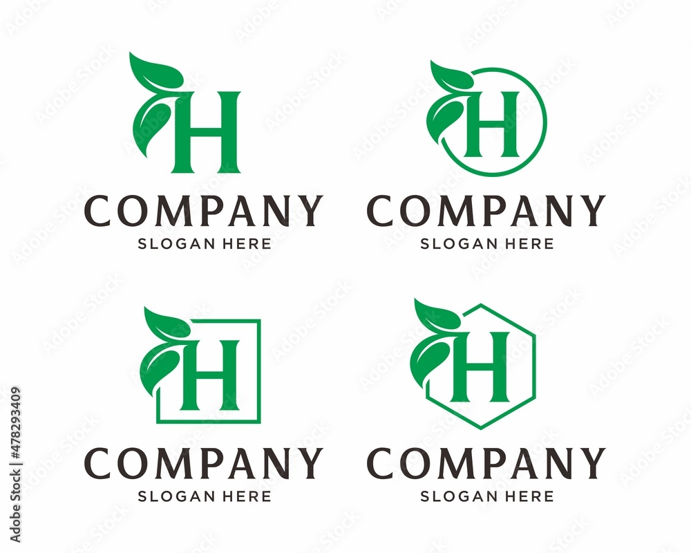 Letter H with leaf logo design Stock Vector | Adobe Stock