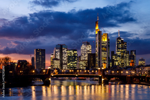 The Frankfurt Skyline at sunset 