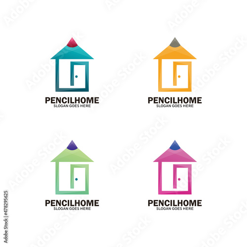 Pencil house template logo, art house symbol, creative or smart