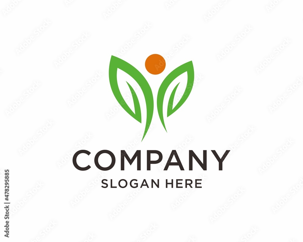 People in leaf shape nature logo design People in leaf shape nature logo design