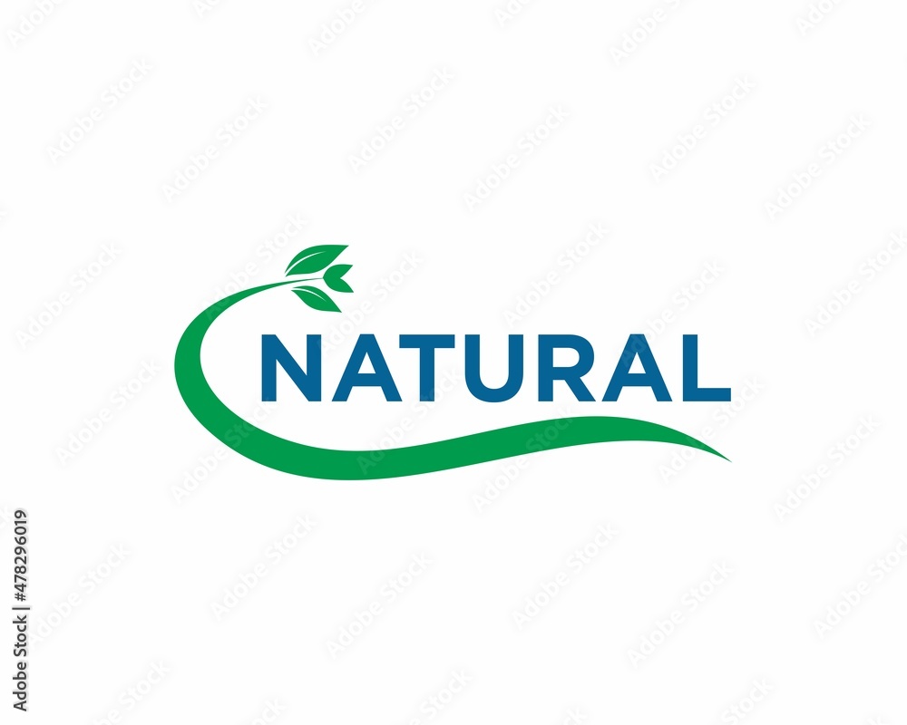 Natural letter with leaf vector logo