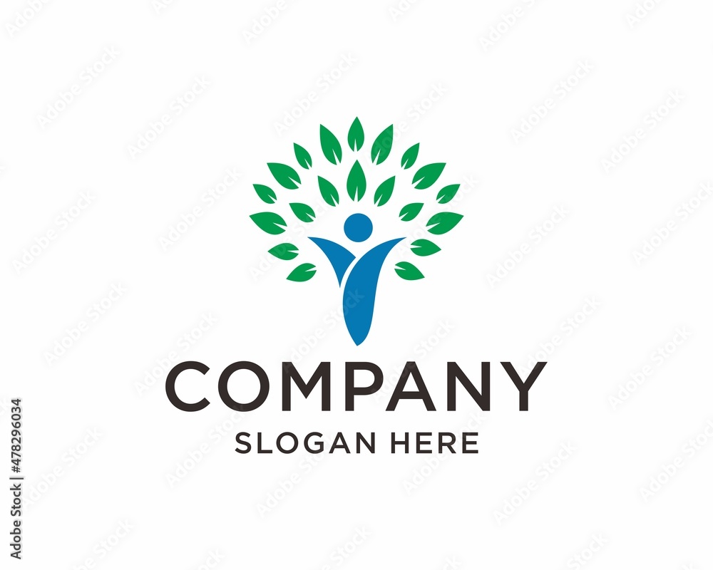 People in tree shape nature logo design People in tree shape nature logo design