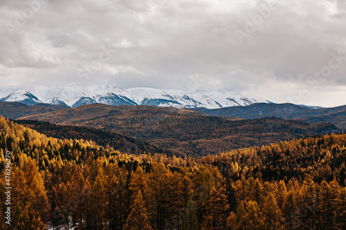 Mountain landscapes with beautiful views of rocks and peaks in Altai