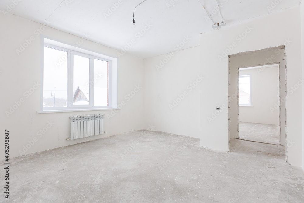 interior of the apartment without decoration in gray colors interior of the apartment without decoration in gray colors