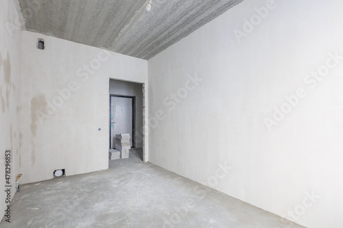 interior of the apartment without decoration in gray colors