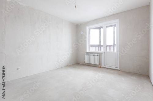 interior of the apartment without decoration in gray colors