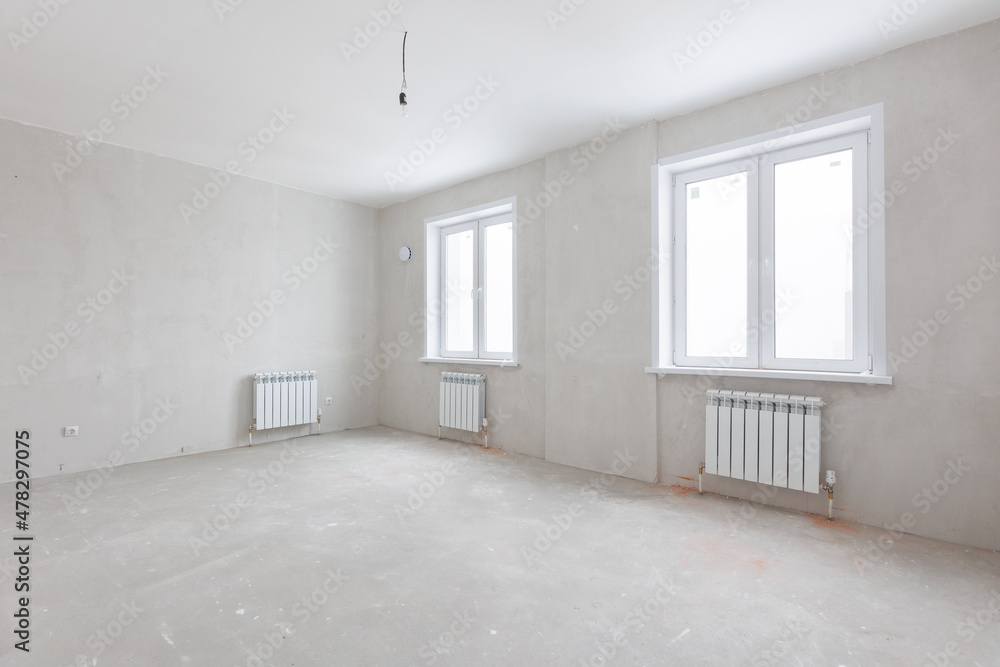 interior of the apartment without decoration in gray colors interior of the apartment without decoration in gray colors