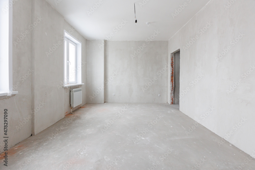 interior of the apartment without decoration in gray colors interior of the apartment without decoration in gray colors