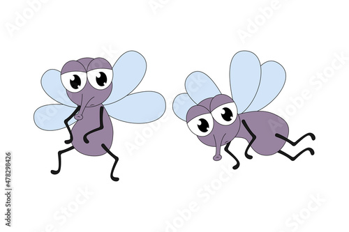 cute flies animal cartoon graphic