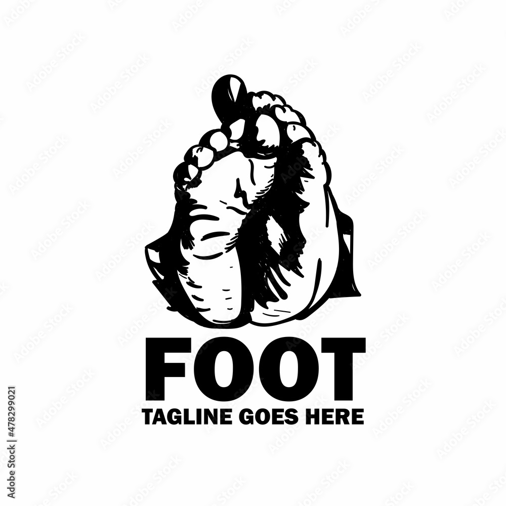 Fototapeta premium foot hand drawn design logo vector