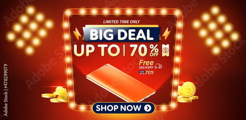 Bigdeal sale banner template design for web or social media.