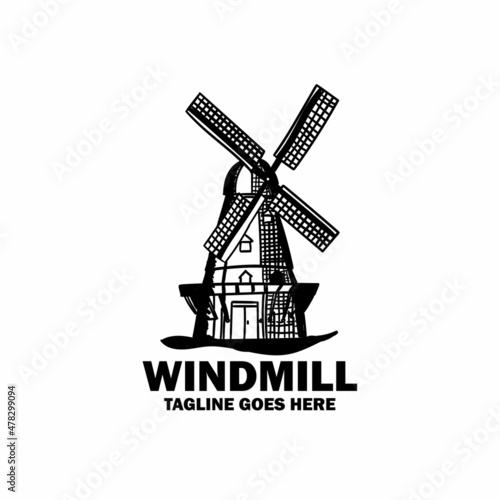windmill turbin design logo energy alternative vector