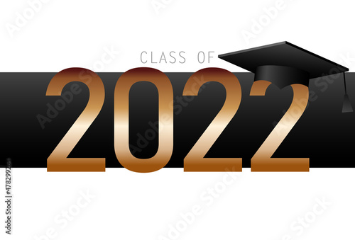 Class of 2022 elegant card in black and gold colors for banners flyers greetings invitations business diaries congratulations and posters at the prom. Vector illustration. Graduation
