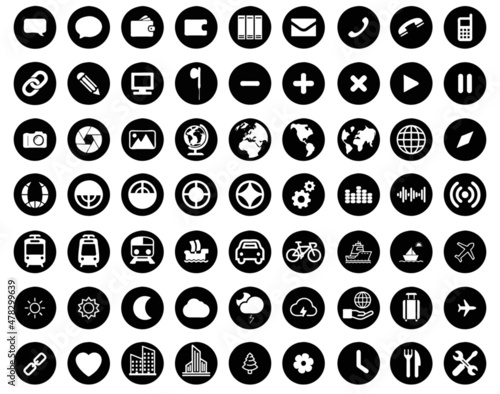 Set of icons web business, travel and adventure, transportation and weather, money and technology