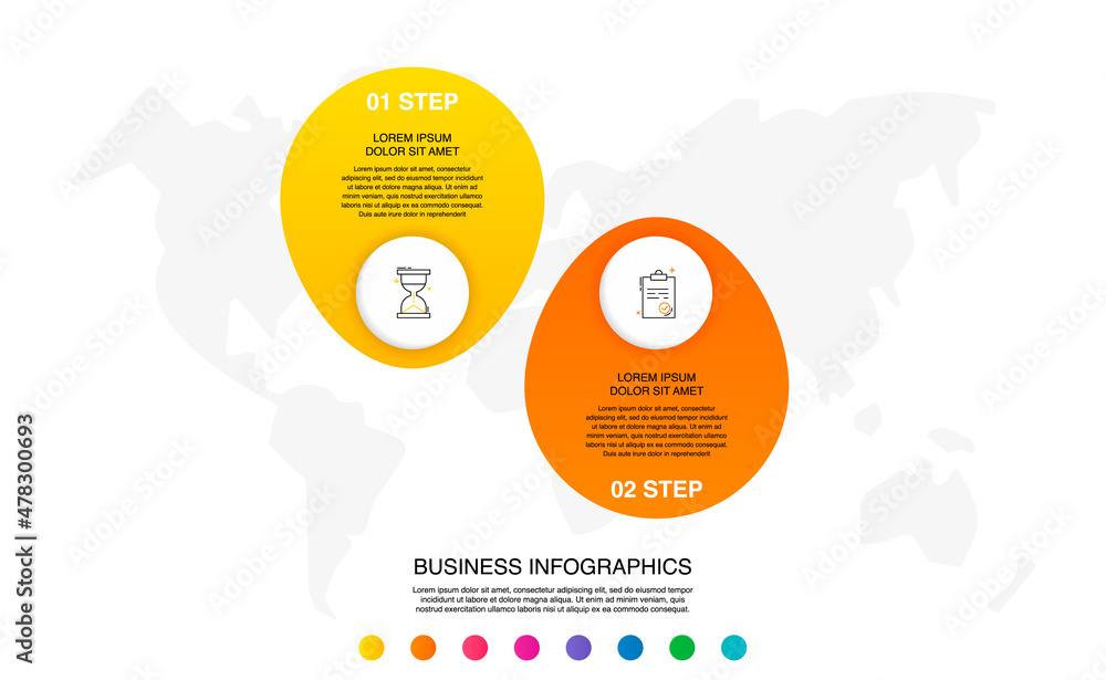 vector button timeline infographic, diagram chart,... Business vector infographics with two circles and labels. Timeline ...