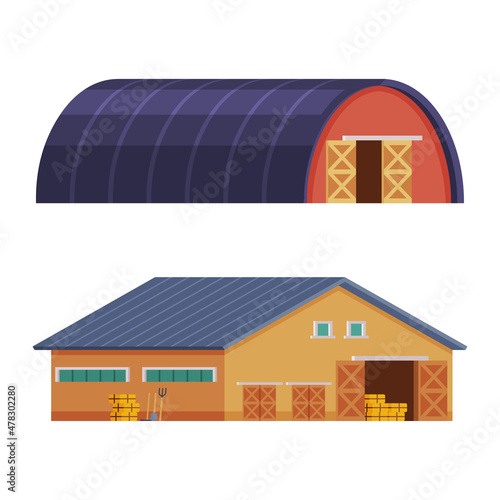 Barn or Granary for Crop Storage Vector Set