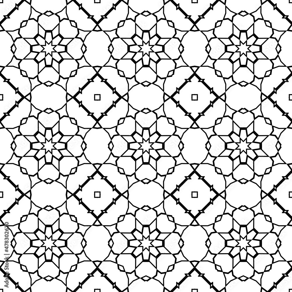 Fototapeta premium Geometric black and white monochrome seamless pattern.
