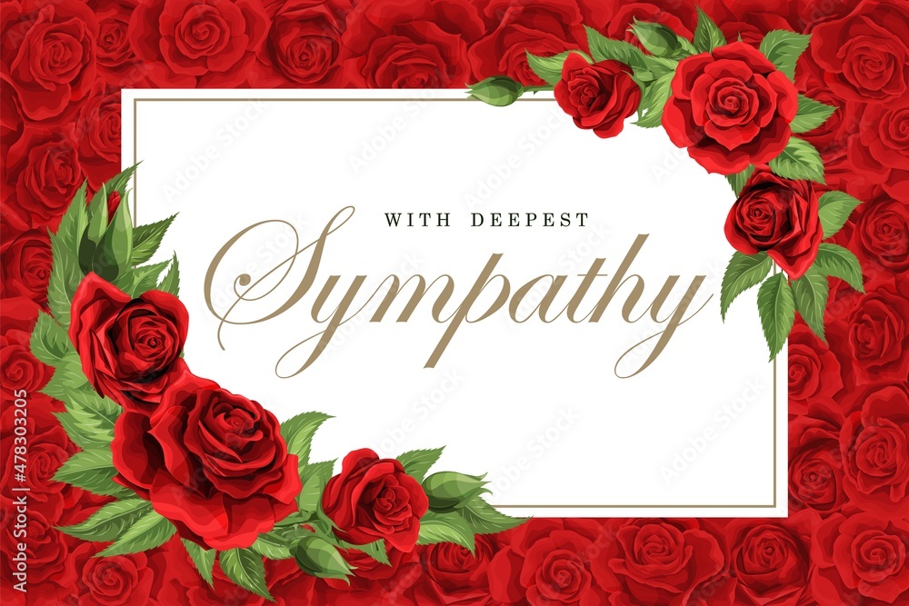 Condolences sympathy card or strict style postcard vector template